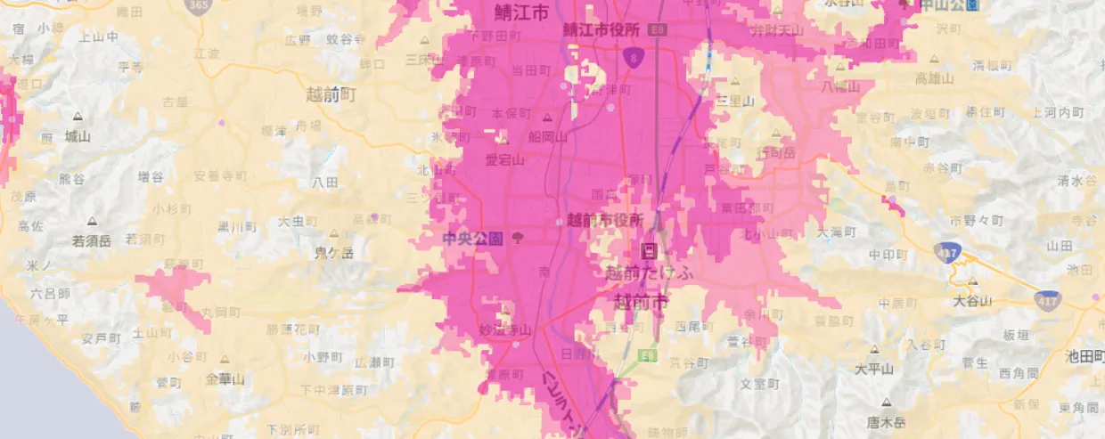 福井県越前市エリア