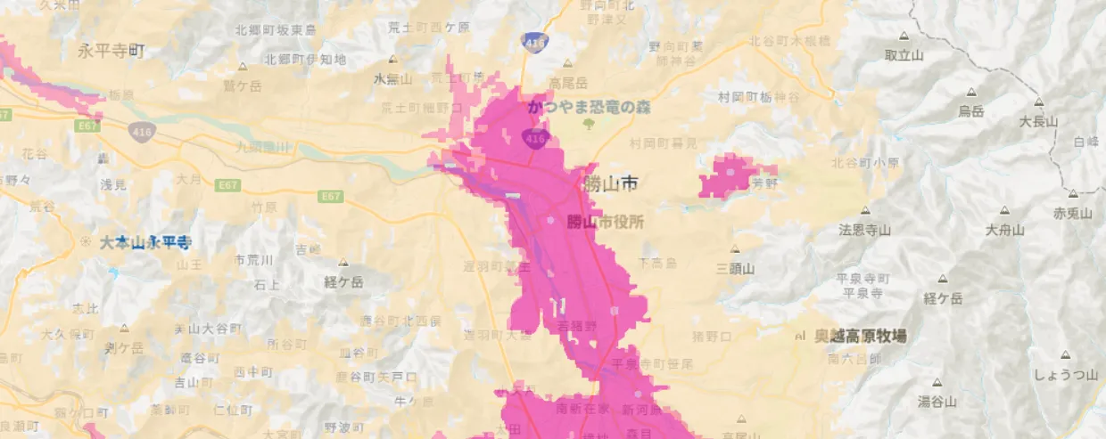 福井県勝山市エリア