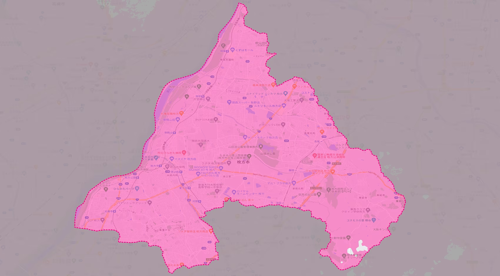 枚方市の楽天モバイルのエリアマップ