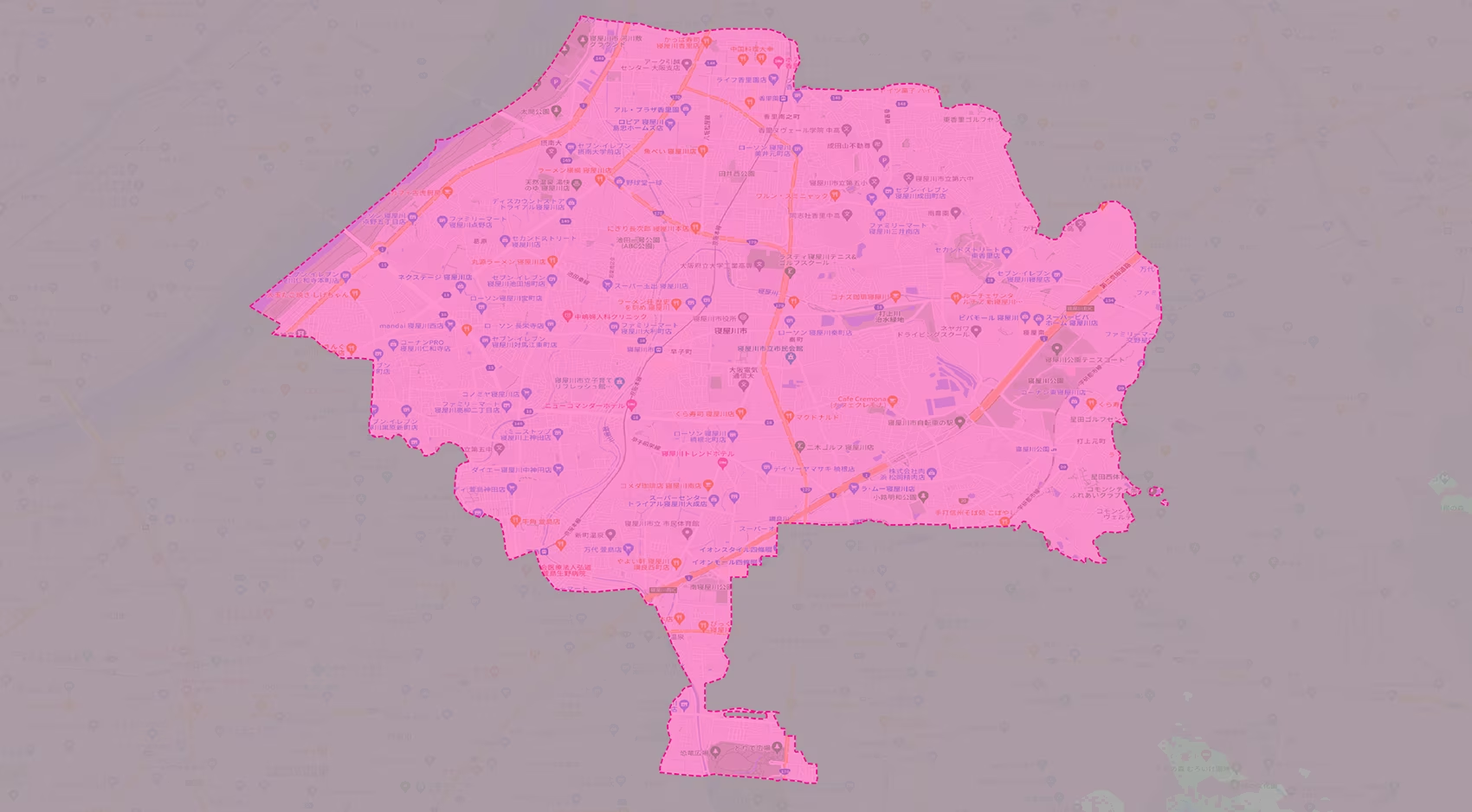 寝屋川市の楽天モバイルのエリアマップ