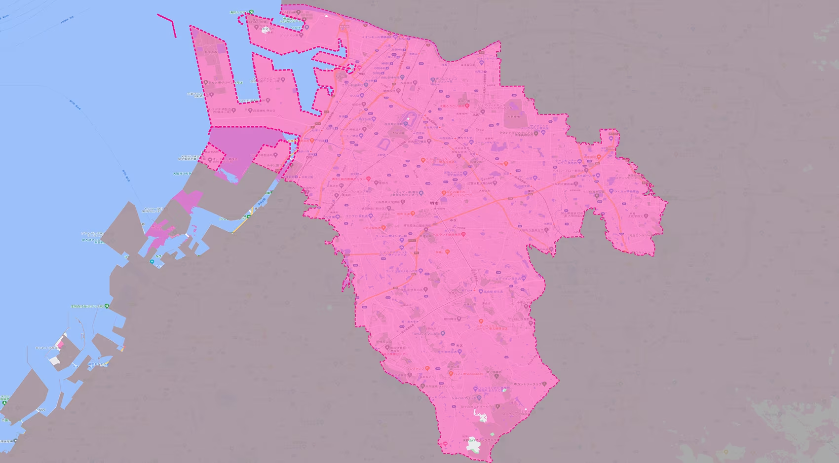 堺市の楽天モバイルのエリアマップ